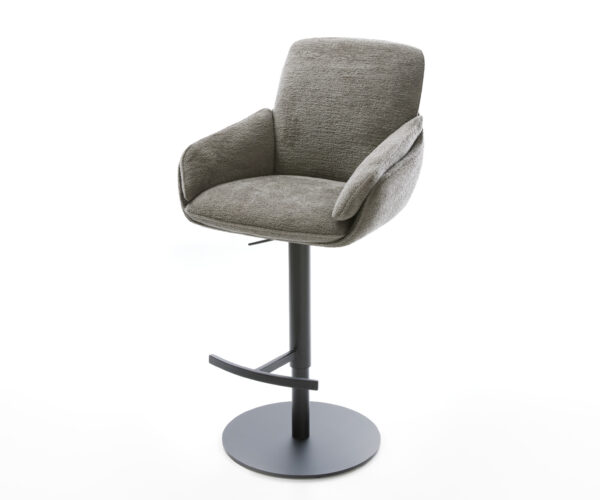 Barová stolička Luan-Flex bouclé mäkký tmavobéžová otočná podstava výškovo nastaviteľná kov čierna