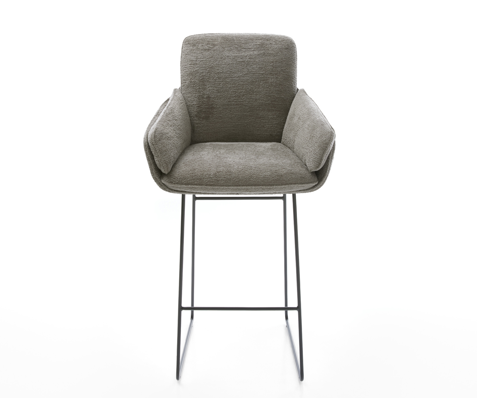 Barová stolička Luan-Flex bouclé mäkký tmavobéžová tenká podstava kov čierna - Image 2