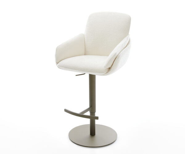 Barová stolička Luan-Flex bouclé mäkký béžová otočná podstava výškovo nastaviteľná kov titánová farba