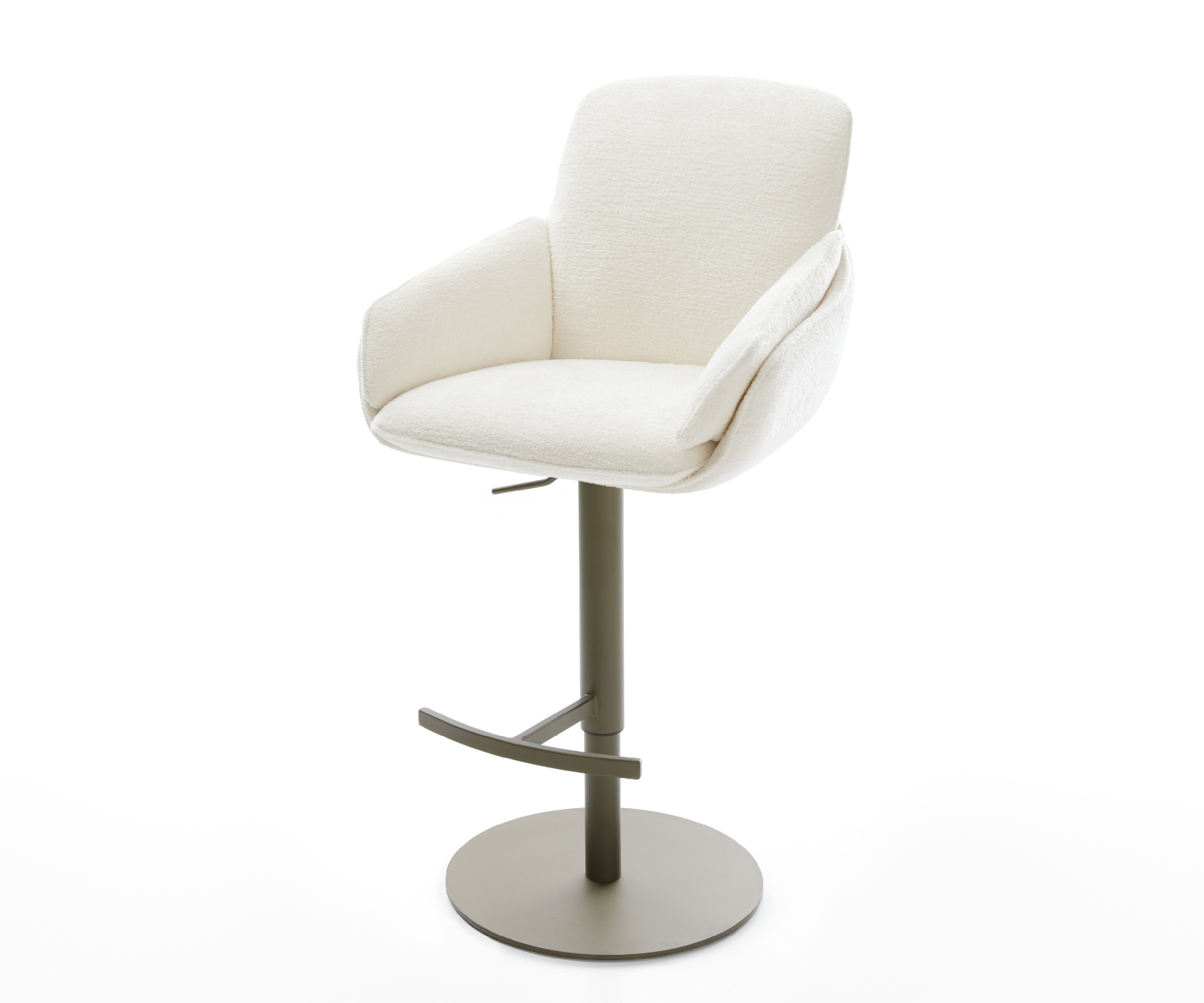 Barová stolička Luan-Flex bouclé mäkký béžová otočná podstava výškovo nastaviteľná kov titánová farba
