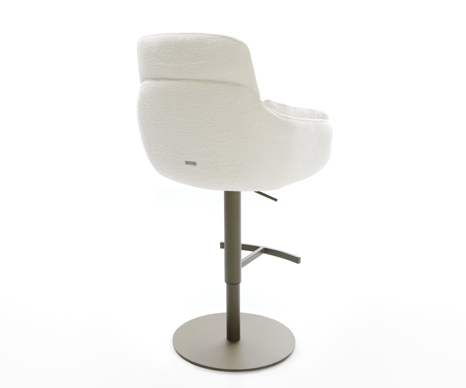 Barová stolička Luan-Flex bouclé mäkký béžová otočná podstava výškovo nastaviteľná kov titánová farba - Image 5