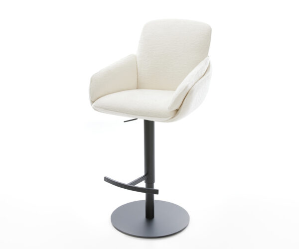 Barová stolička Luan-Flex bouclé mäkký béžová otočná podstava výškovo nastaviteľná kov čierna
