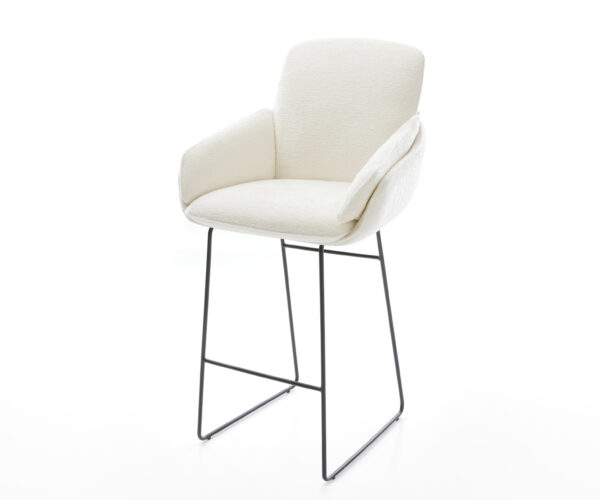 Barová stolička Luan-Flex bouclé mäkký béžová kovová tenká podstava čierna