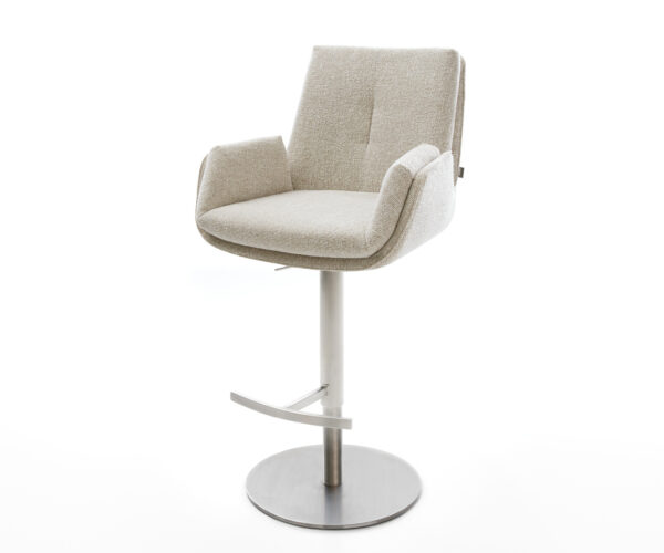 Barová stolička Clea-Flex tkanina mäkký otočná podstava výškovo nastaviteľná nerezová oceľ striebornošedá