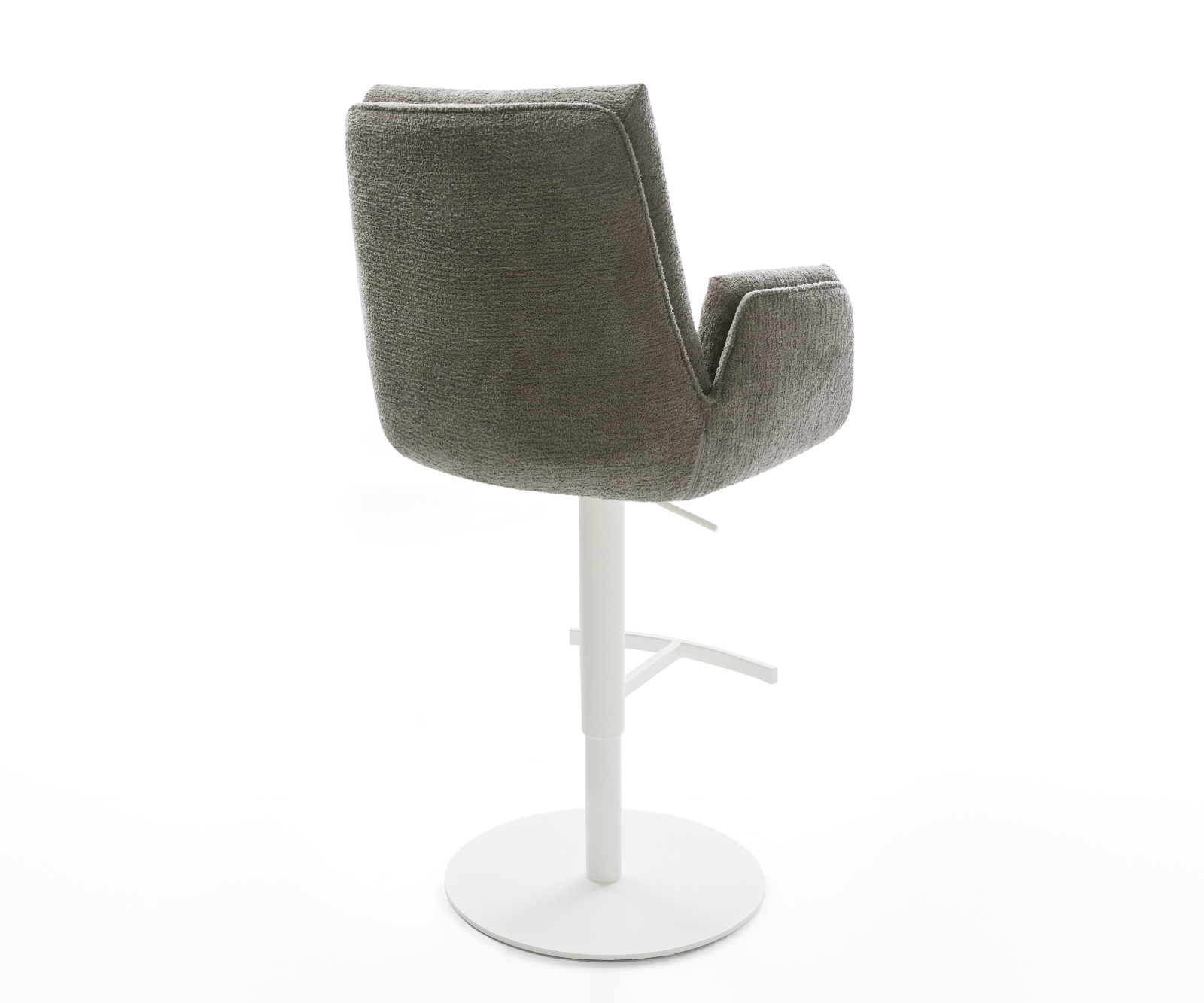 Barová stolička Clea-Flex bouclé mäkký tmavobéžová otočná podstava výškovo nastaviteľná kov biela - Image 5