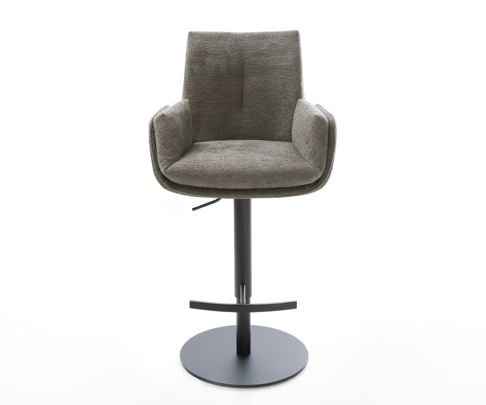 Barová stolička Clea-Flex bouclé mäkký tmavobéžová otočná podstava výškovo nastaviteľná kov čierna - Image 2