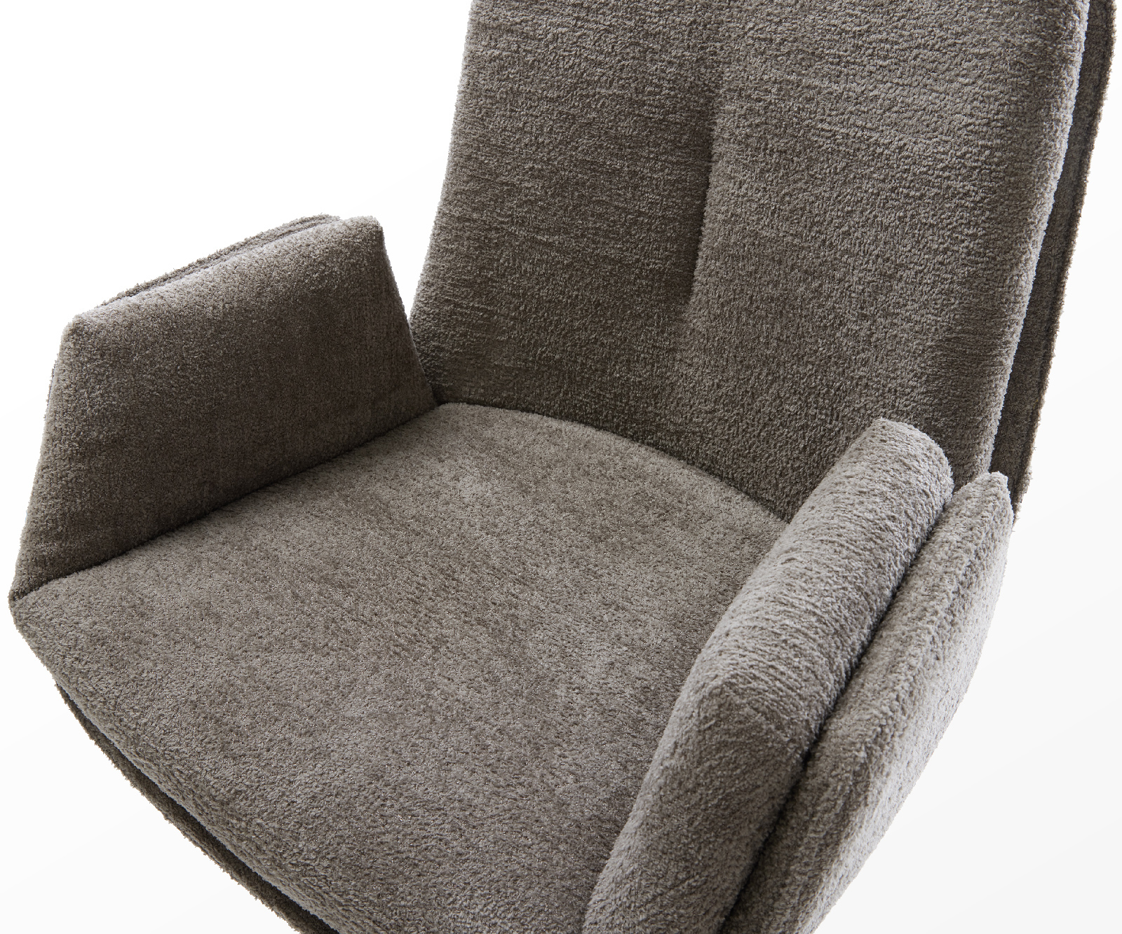 Barová stolička Clea-Flex bouclé mäkký tmavobéžová otočná podstava výškovo nastaviteľná kov čierna - Image 4