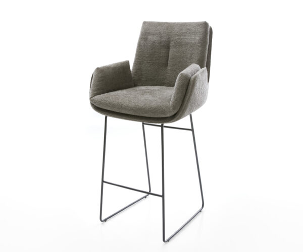 Barová stolička Clea-Flex bouclé mäkký tmavobéžová tenká podstava kov čierna