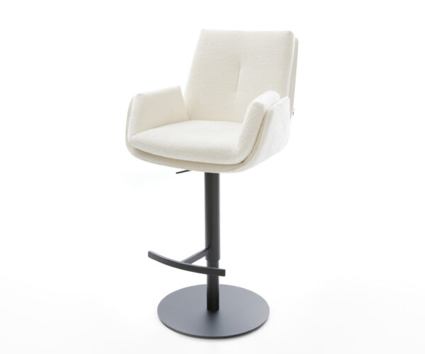 Barová stolička Clea-Flex bouclé mäkký béžová otočná podstava výškovo nastaviteľná kov čierna