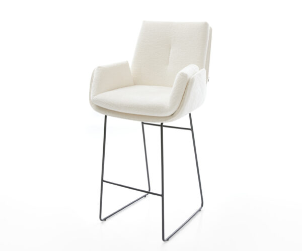 Barová stolička Clea-Flex bouclé mäkký béžová tenká podstava kov čierna