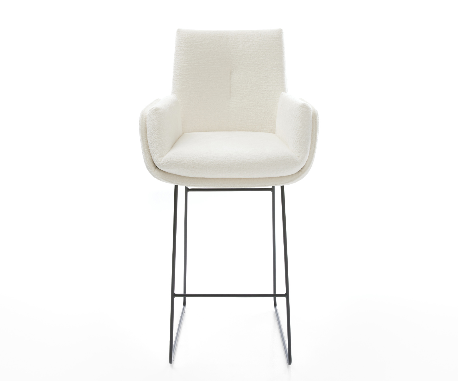 Barová stolička Clea-Flex bouclé mäkký béžová tenká podstava kov čierna - Image 2