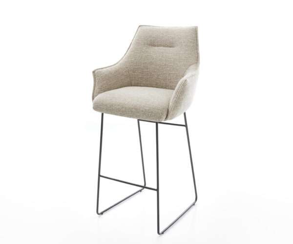 Barová stolička Alja-Flex tkanina mäkká béžová tenká podstava kov čierna vrecková pružina