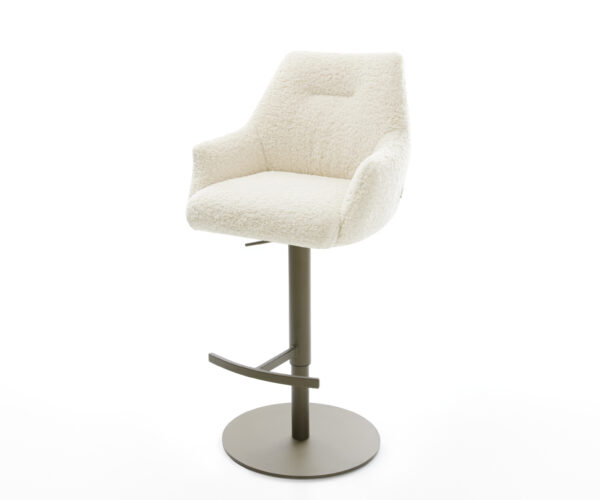 Barová stolička Alja-Flex teddy látka béžová otočná podstava výškovo nastaviteľná kov titánová vrecková pružina