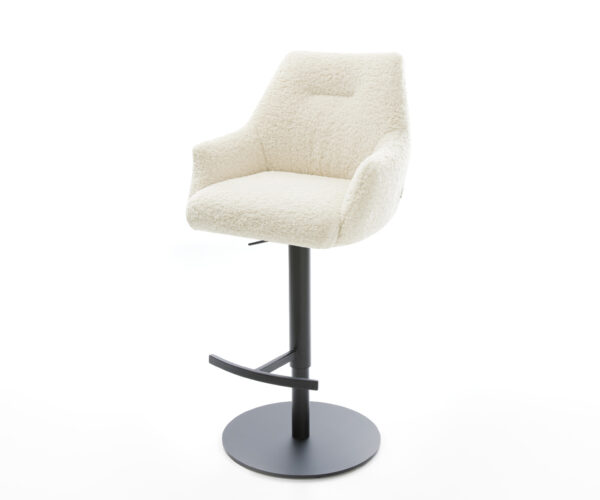 Barová stolička Alja-Flex teddy látka béžová otočná podstava výškovo nastaviteľná kov čierna vrecková pružina