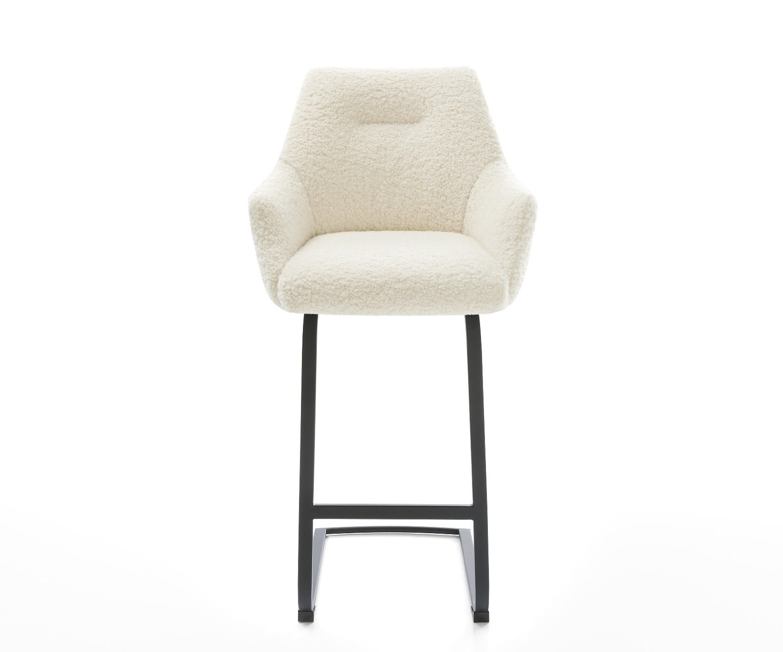 Barová stolička Alja-Flex teddy látka béžová konzolová podstava plochý kov čierna vrecková pružina - Image 2