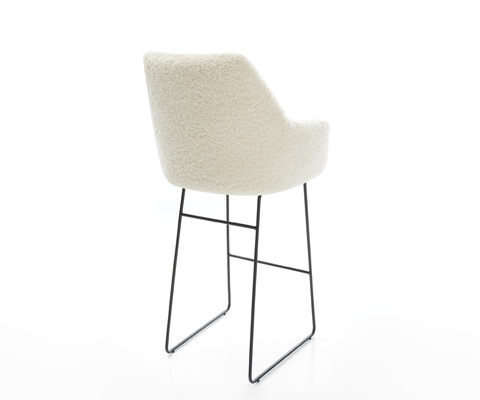 Barová stolička Alja-Flex teddy látka béžová kovová tenká podstava čierna vrecková pružina - Image 5