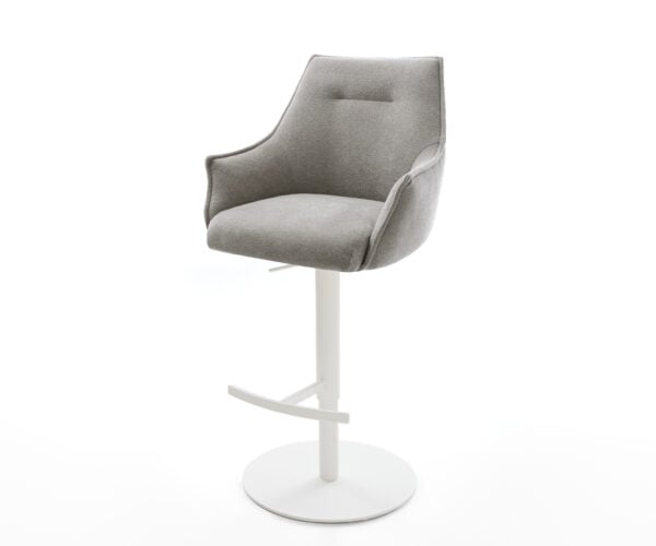 Barová stolička Alja-Flex texturovaná látka mäkký otočná podstava výškovo nastaviteľná kov biela vrecková pružina