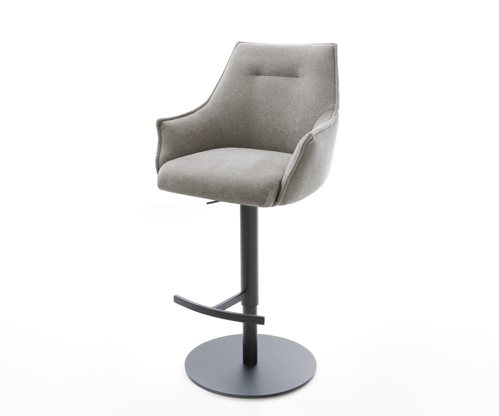 Barová stolička Alja-Flex texturovaná látka mäkký otočná podstava výškovo nastaviteľná kov čierna vrecková pružina