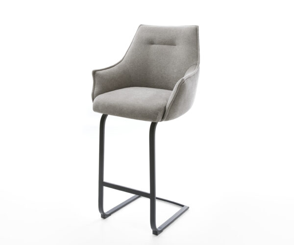 Barová stolička Alja-Flex texturovaná látka mäkký konzolová podstava plochý kov čierna vrecková pružina