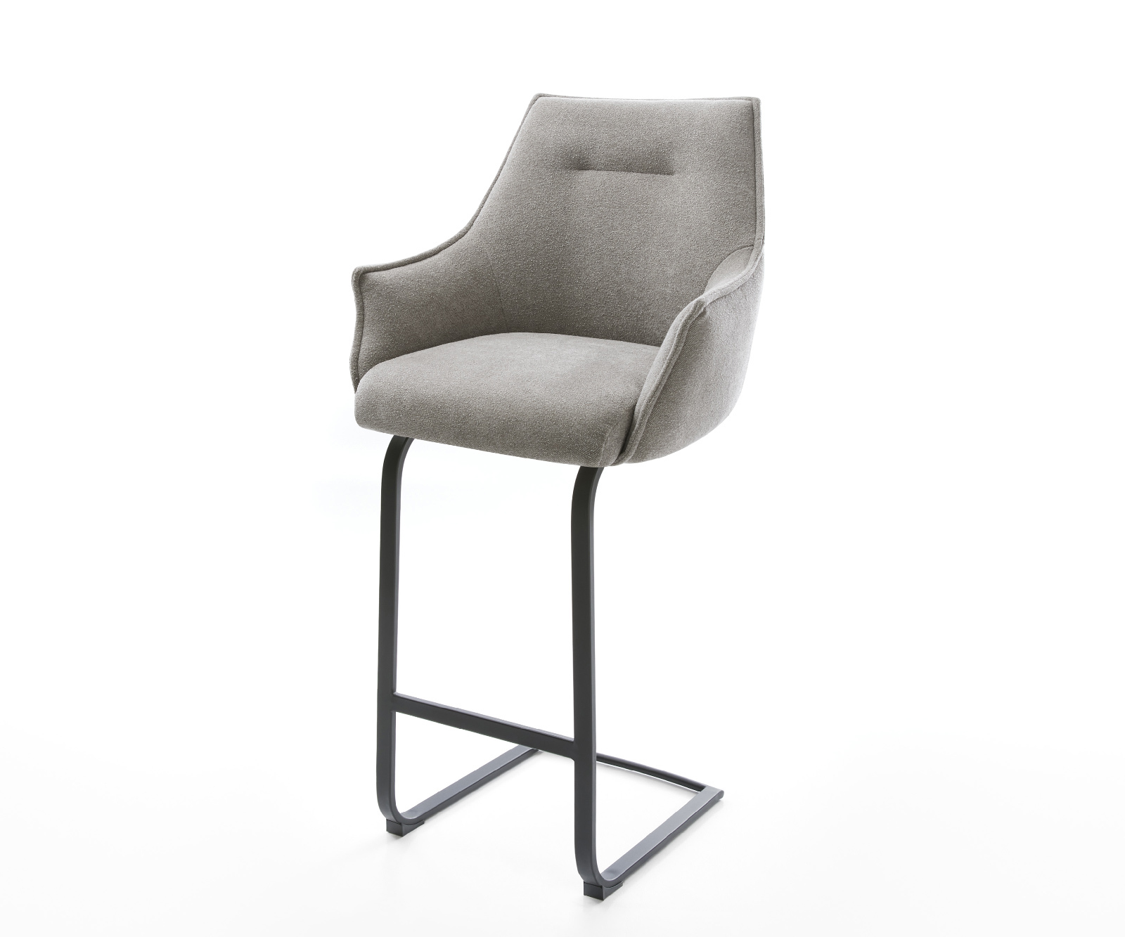 Barová stolička Alja-Flex texturovaná látka mäkký konzolová podstava plochý kov čierna vrecková pružina