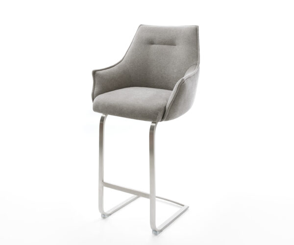 Barová stolička Alja-Flex texturovaná látka mäkký konzolová podstava plochá nerezová oceľ strieborná vrecková pružina