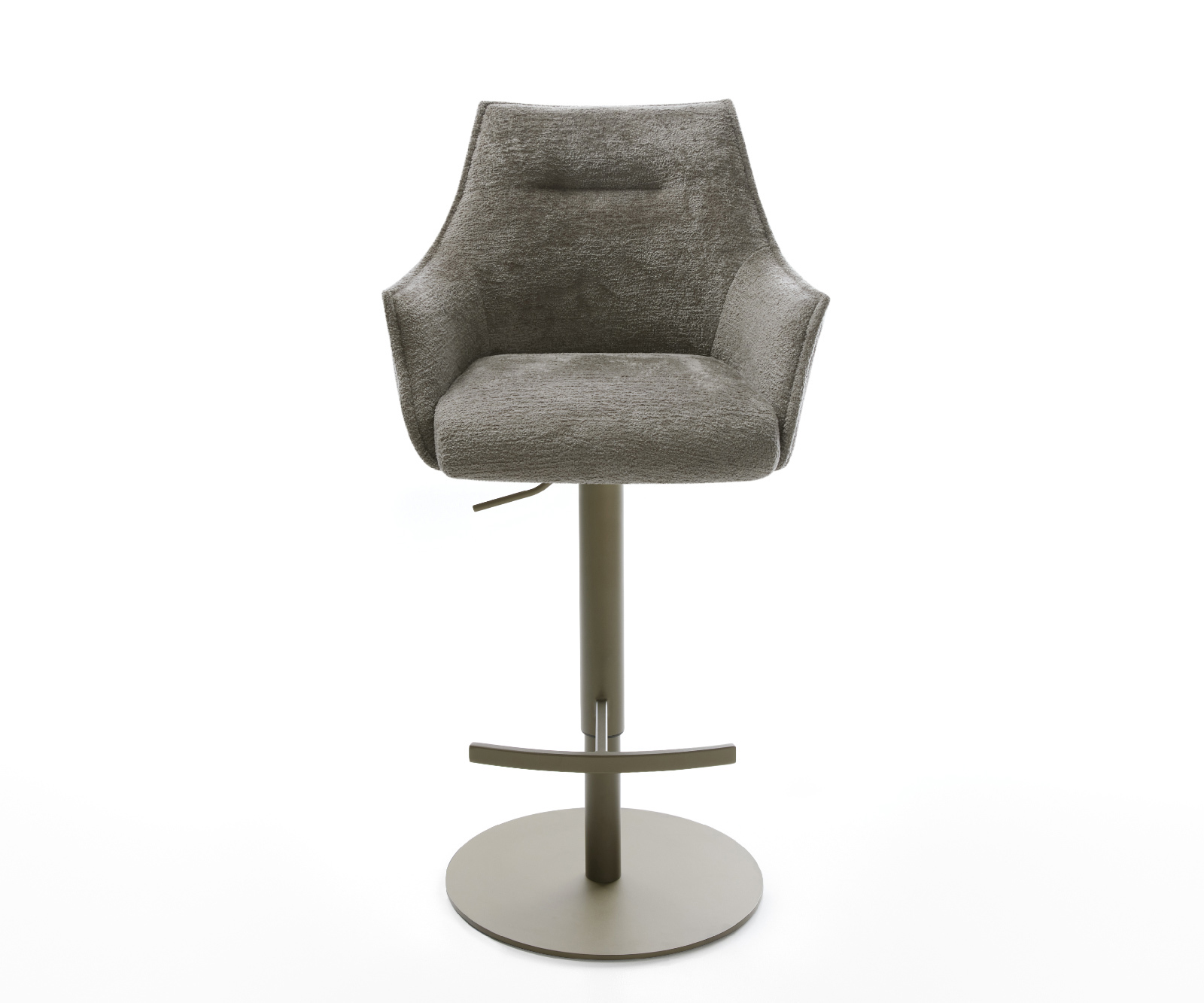 Barová stolička Alja-Flex bouclé mäkký tmavobéžová otočná podstava výškovo nastaviteľná kov titánová vrecková pružina - Image 2