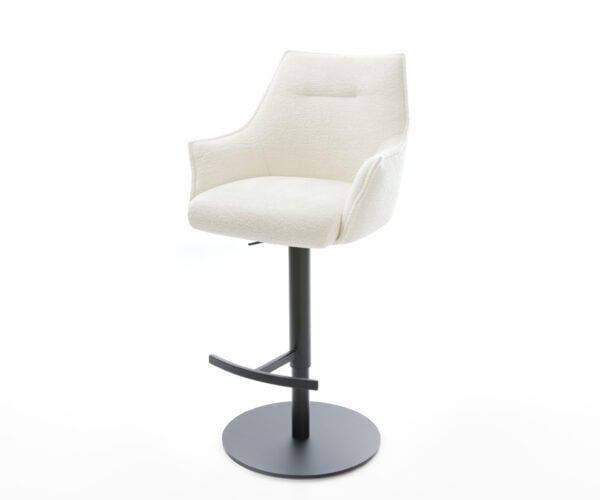 Barová stolička Alja-Flex bouclé mäkký béžová otočná podstava výškovo nastaviteľná kov čierna vrecková pružina