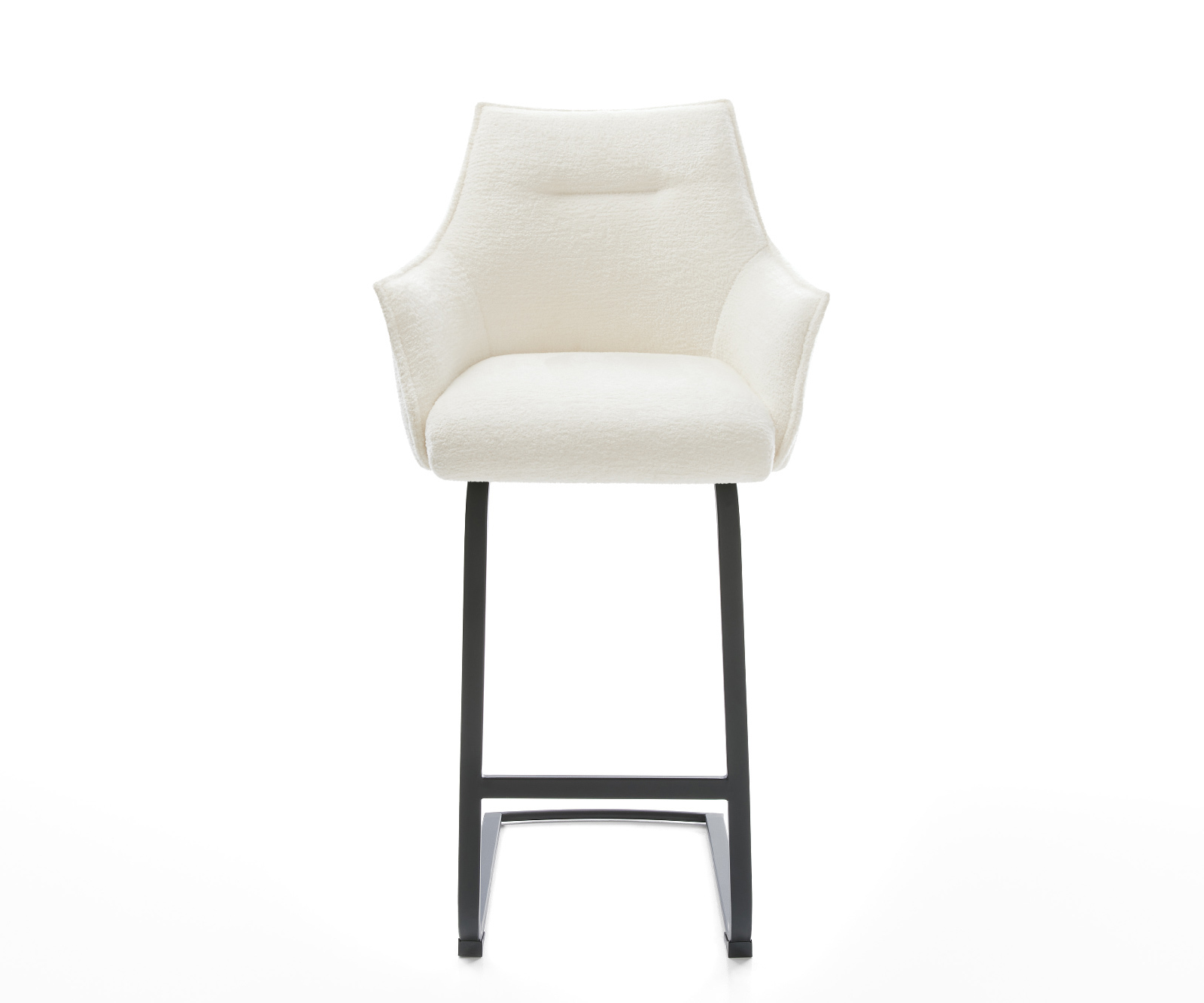 Barová stolička Alja-Flex bouclé mäkký béžová konzolová podstava plochý kov čierna vrecková pružina - Image 2