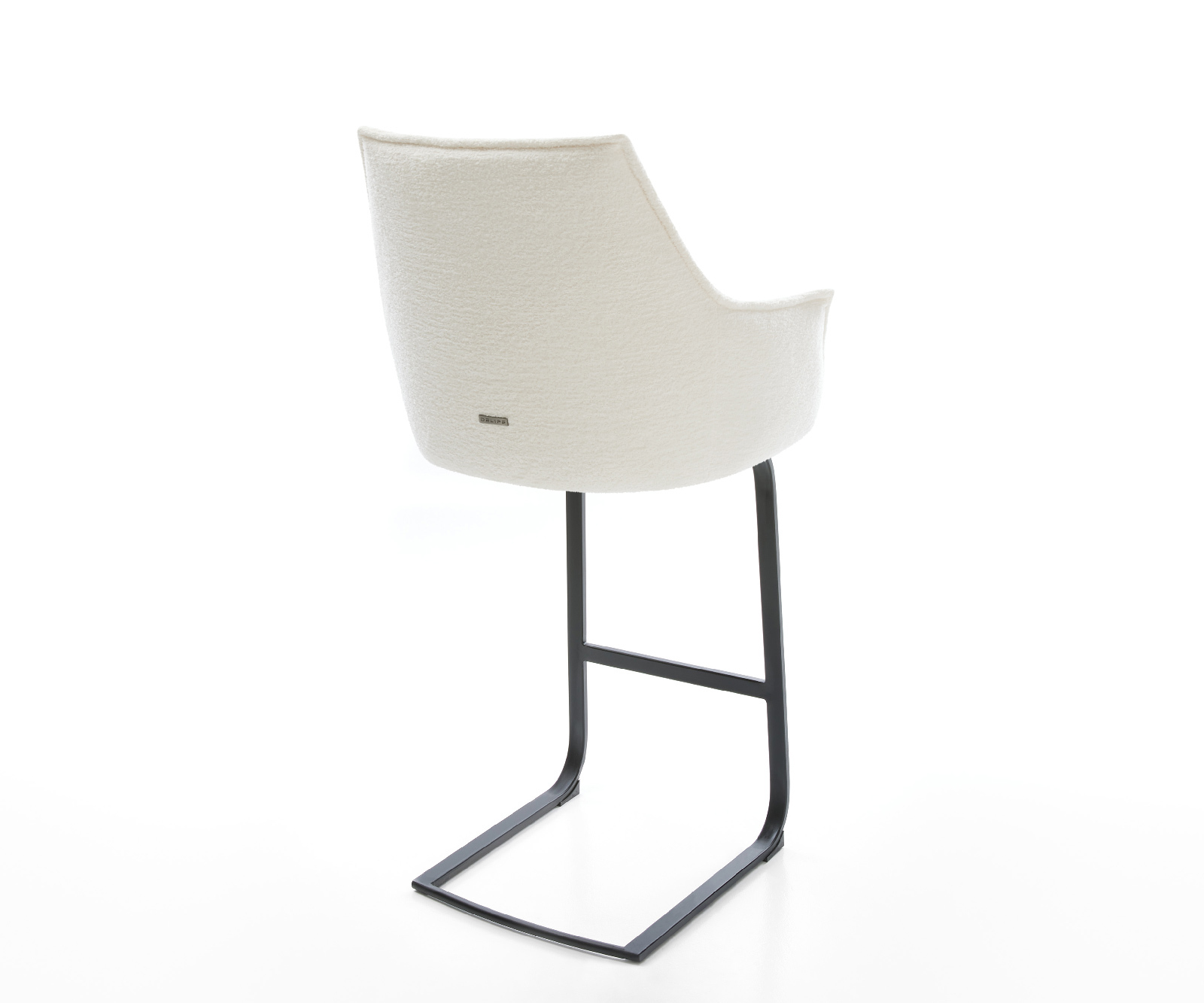 Barová stolička Alja-Flex bouclé mäkký béžová konzolová podstava plochý kov čierna vrecková pružina - Image 5