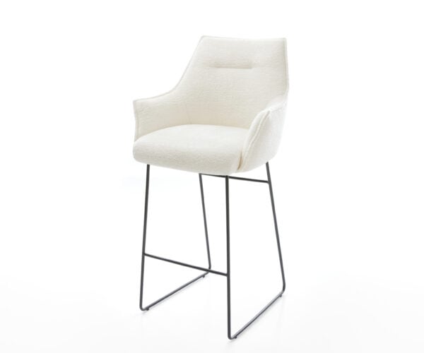 Barová stolička Alja-Flex bouclé mäkký béžová tenká podstava kov čierna vrecková pružina