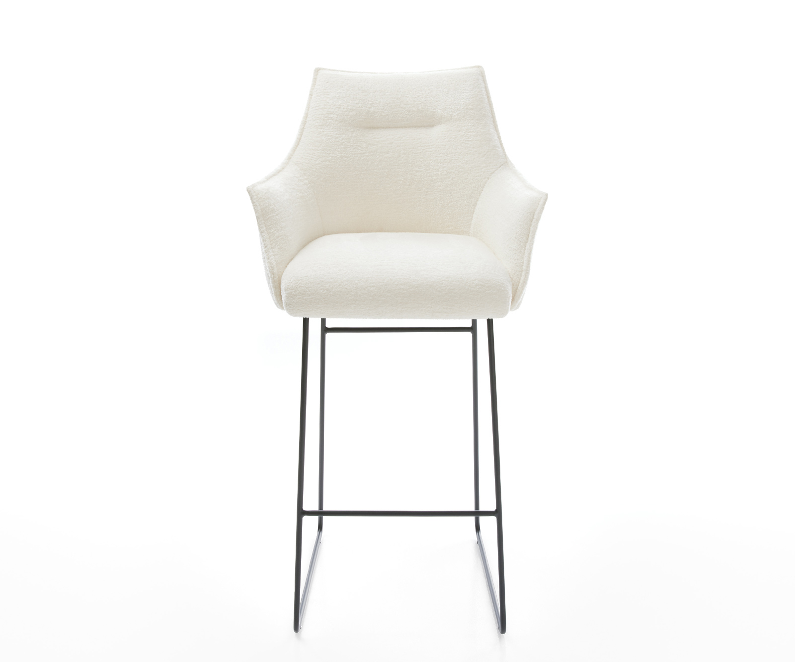 Barová stolička Alja-Flex bouclé mäkký béžová tenká podstava kov čierna vrecková pružina - Image 2