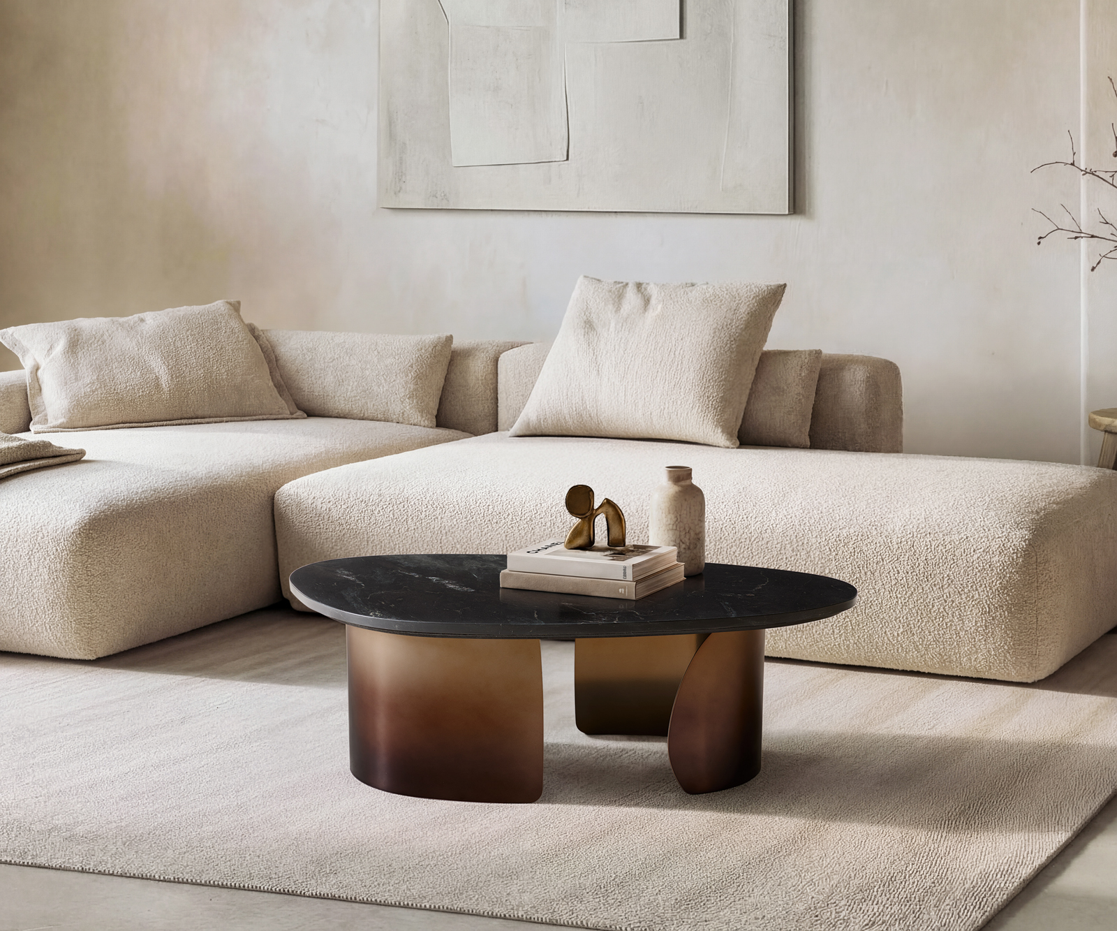 Konferenčný stolík Marvello 100x50 cm mramor čierna strieborná kov zlatá Fusion povrchová úprava