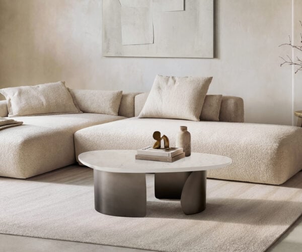 Konferenčný stolík Marvello 100x50 cm mramor biela kov čierna vintage