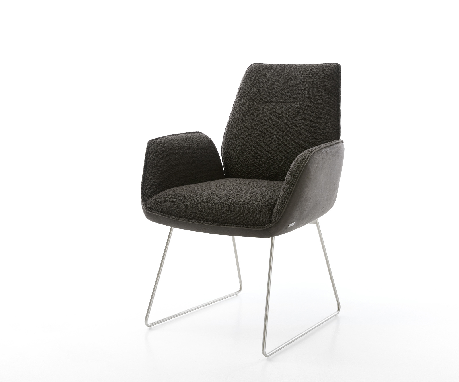 Jedálenská stolička Zoa-Flex zmiešané materiály čierna tenká podstava nerezová oceľ vrecková pružina