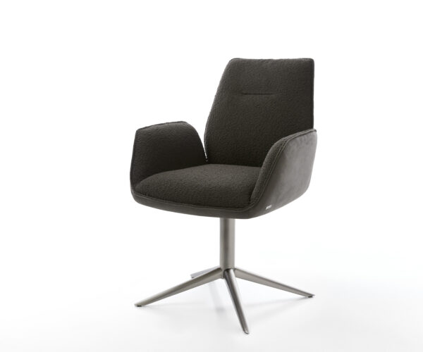 Jedálenská stolička Zoa-Flex zmiešané materiály čierna podstava grafitová 360° otočný hojdacia funkcia vrecková pružina