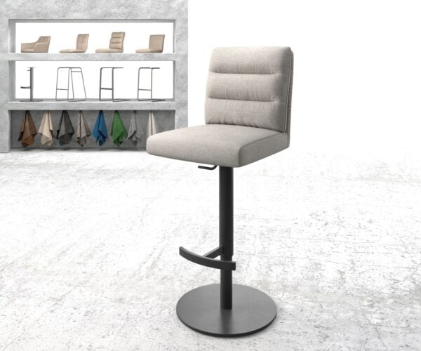 Barová stolička Pela-Flex tkanina svetlosivá otočná podstava výškovo nastaviteľná kovová