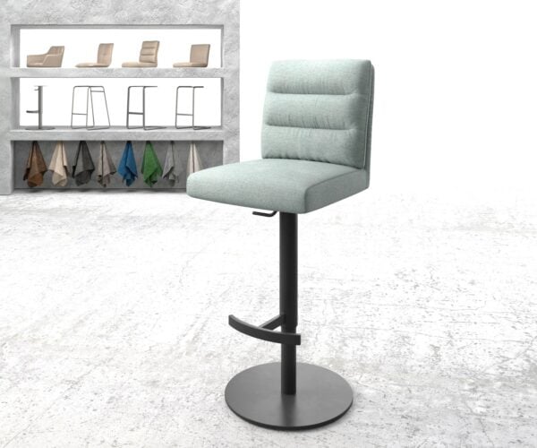 Barová stolička Pela-Flex tkanina mentolová otočná podstava výškovo nastaviteľná kovová