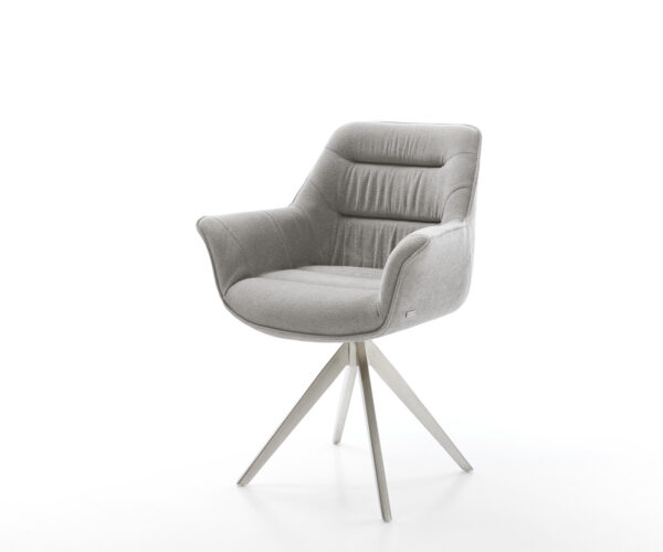 Jedálenská stolička Kaira-Flex texturovaná látka mäkký sivá krížová podstava hranatá nerezová oceľ otočný o 180°