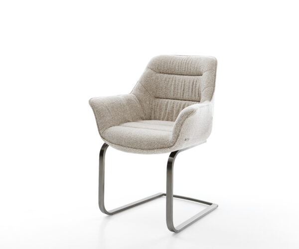 Konzolová jedálenská stolička Kaira-Flex tkaná látka mäkká béžová konzolová jedálenská stolička plochá grafitová