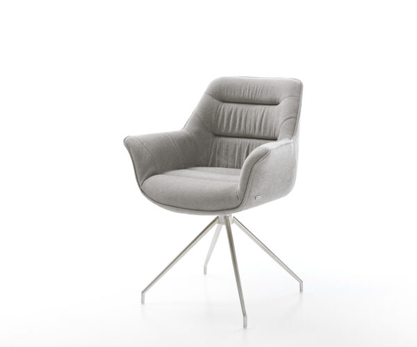 Jedálenská stolička Kaira-Flex texturovaná látka mäkký sivá krížová podstava zúžená nerezová oceľ