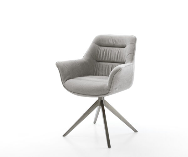 Jedálenská stolička Kaira-Flex texturovaná látka mäkký sivá krížová podstava široká grafitová 360° otočná hojdacia funkcia