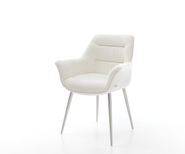 Jedálenská stolička Kaira-Flex bouclé mäkký béžová 4-nohá zúžená nerezová oceľ