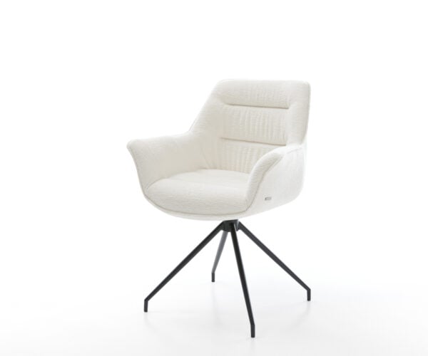 Jedálenská stolička Kaira-Flex bouclé mäkký béžová krížová podstava zúžená čierna