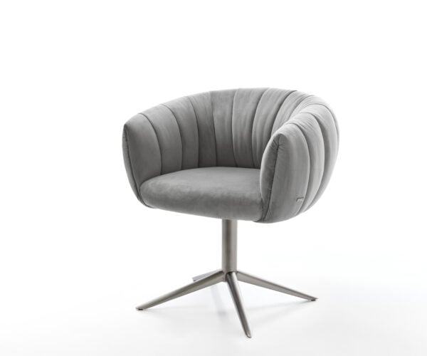 Jedálenská stolička Jada-Flex zamat sivá krížová podstava grafitová 360° otočná hojdacia funkcia vrecková pružina