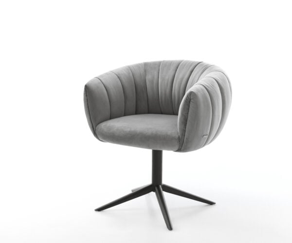 Jedálenská stolička Jada-Flex zamat sivá krížová podstava čierna 360° otočná hojdacia funkcia vrecková pružina