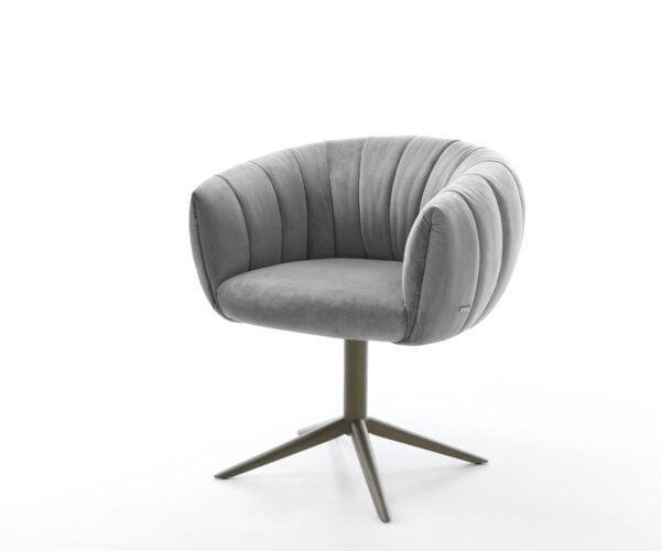 Jedálenská stolička Jada-Flex zamat sivá krížová podstava titánová farba 360° otočný hojdacia funkcia vrecková pružina