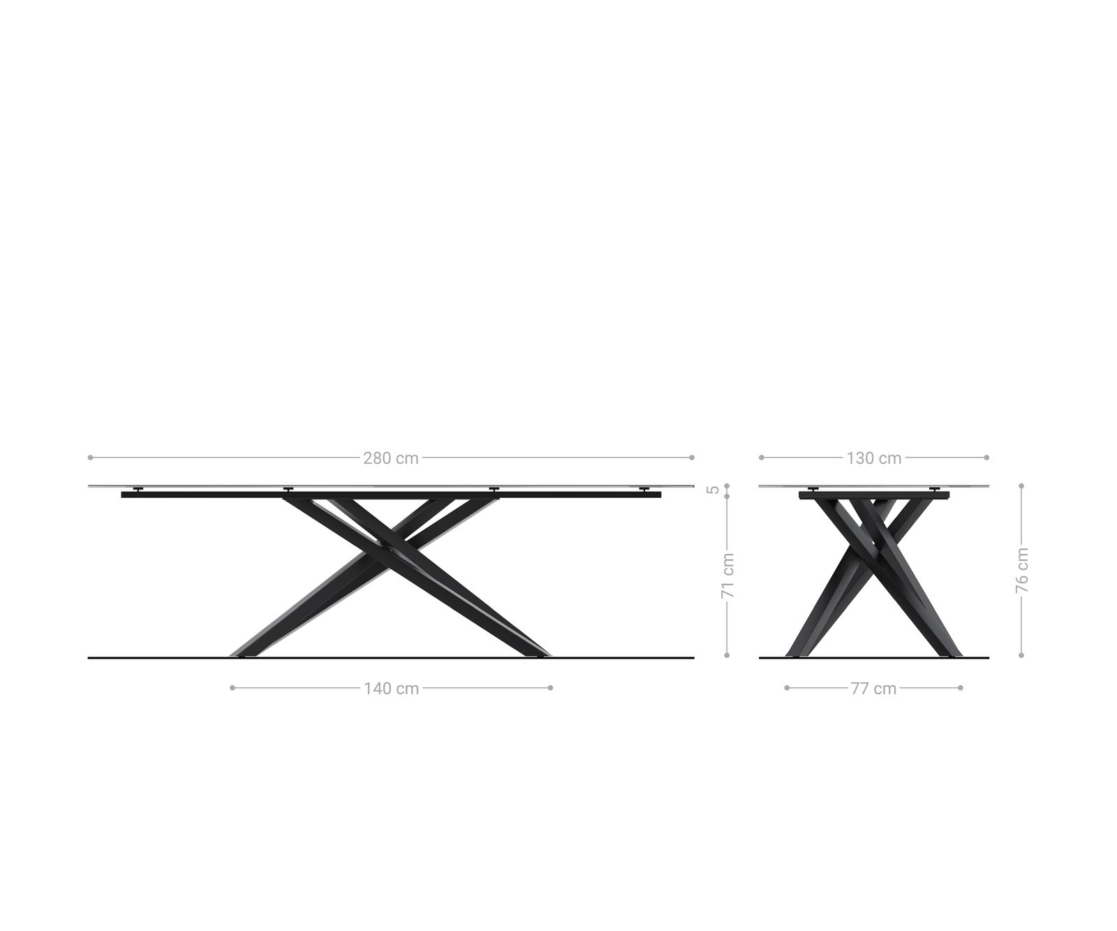 Záhradný jedálenský stôl Edge oválny 280x130 cm keramika Laminam® Emperador Extra Lucidato tmavohnedá krížová podstava obdĺžniková nerezová oceľ - Image 7