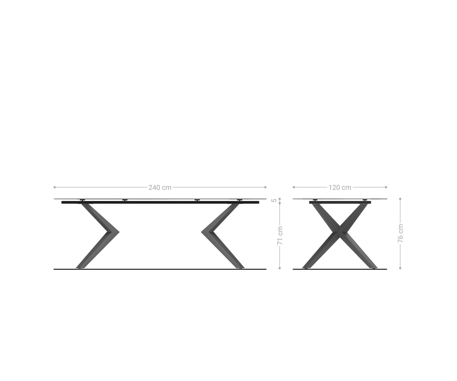 Jedálenský stôl Edge zaoblený 240×120 cm keramika Minas Melange bielo-béžová Zenthara hranatý kov čierna - Image 7