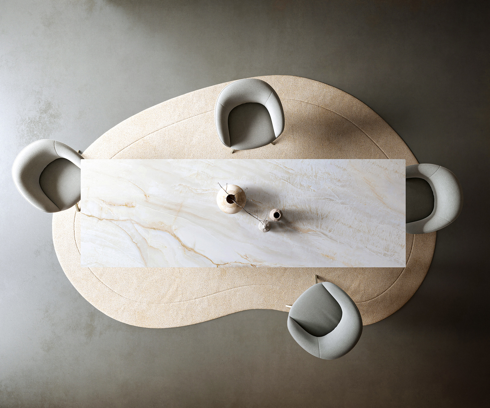 Jedálenský stôl Edge 300×100 cm keramika onyx perla Estelar okrúhly kov titánová farba - Image 6