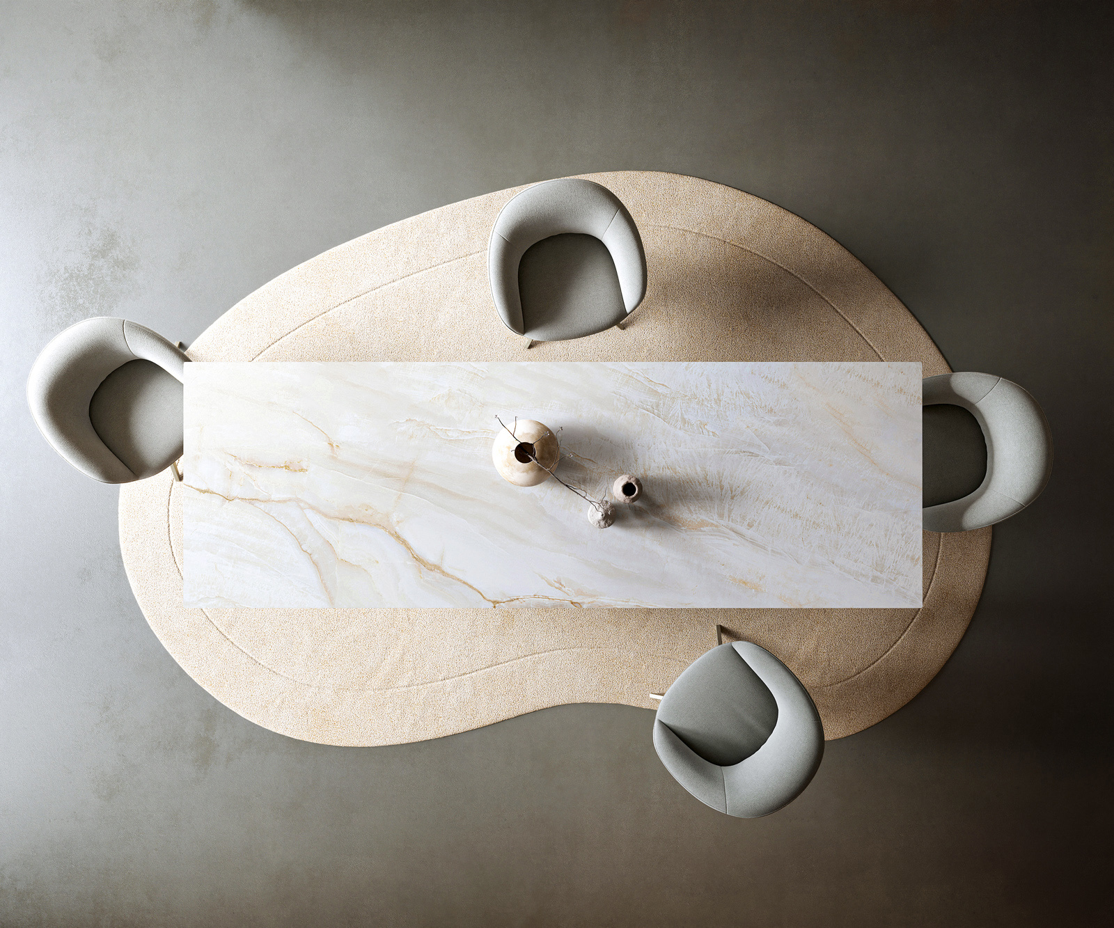 Jedálenský stôl Edge 300×100 cm keramika onyx perleťový kužeľ metalická zlatá - Image 6